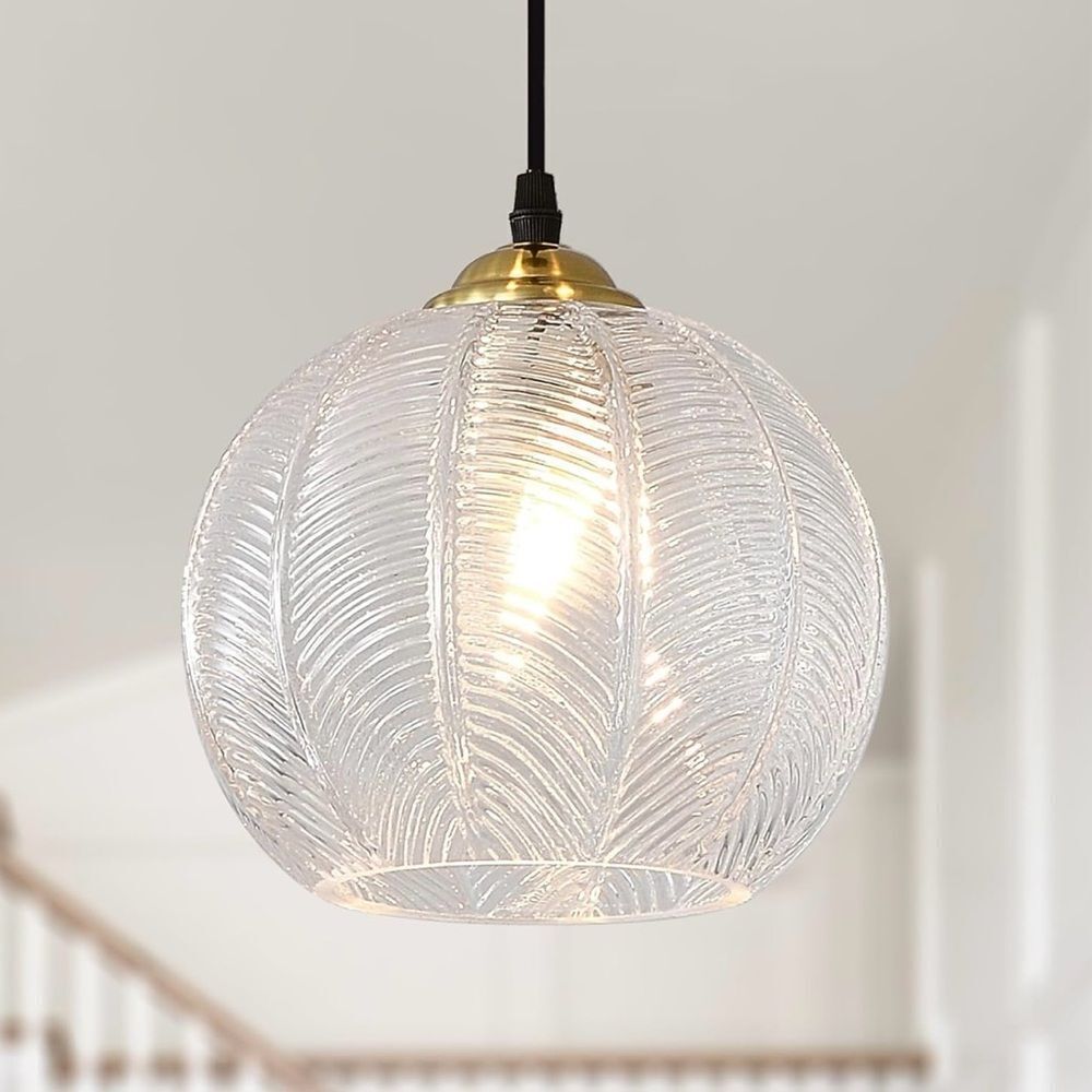NEW Clear Glass Pendant Light, Single Large Globe Shade Hanging Chandelier